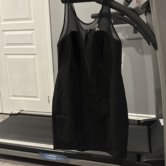 Black Dynamite Dress with Mesh Neckline - Picture 6 of 6